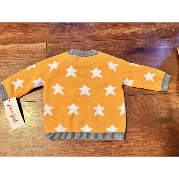 cat & jack knit grey yellow stars nwt 0-3 months baby - Picture 2 of 4